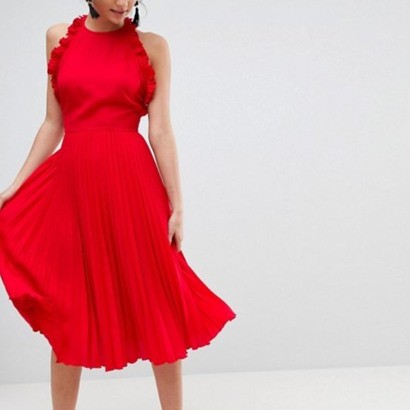 Pleated skirt, open back, criss cross strap dress - Picture 1 of 1